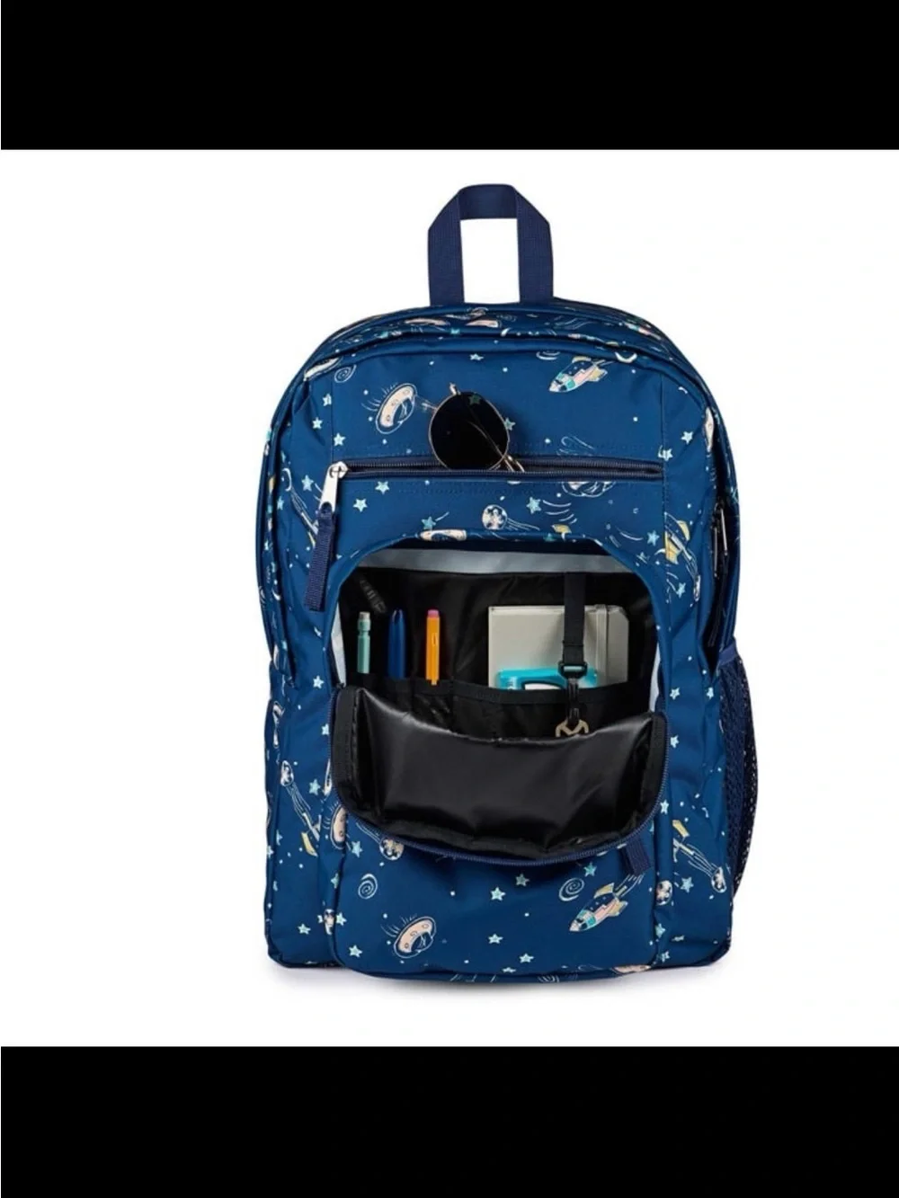 JanSport Blue Space Print Backpack big student 17” color vortex voyage blue